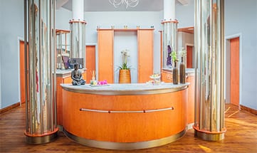 Empfang an der Wellnessabteilung