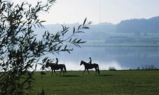 Reiter auf ihrem Weg durch Bad Füssing