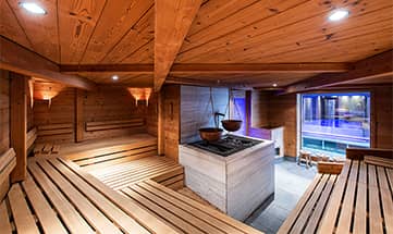 Innenansicht einer Sauna in der Saunawelt