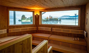 Sauna mit Ausblick auf den Forggensee