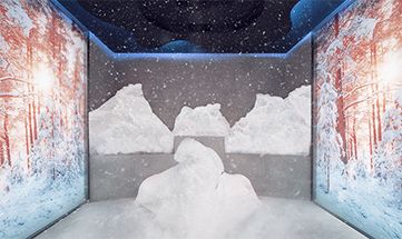 Neuartige Schnee Dusche für erholsame Abkühlung